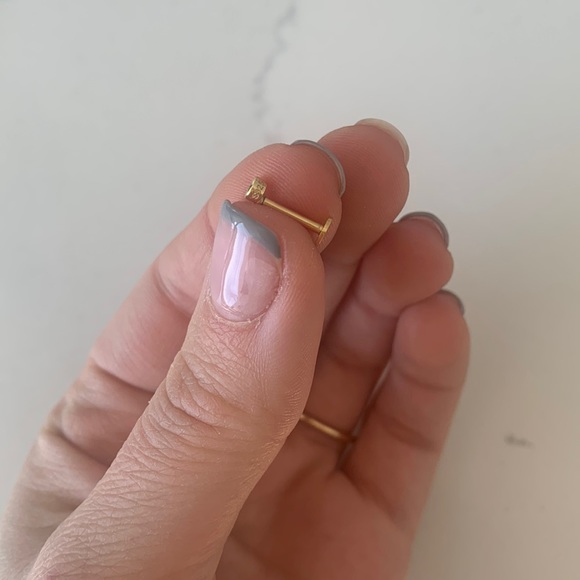 Gold plated sterling silver Cartilage Earring crystal flat back CZ cubic - Picture 5 of 5